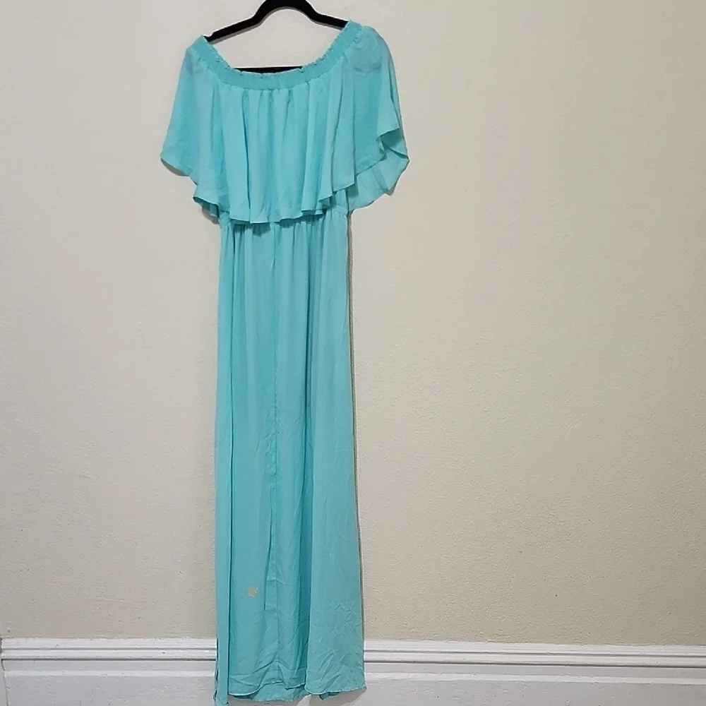 Show Me Your MuMu Blue Off-Shoulder Maxi Dress for Weddings - Picture 9 of 12